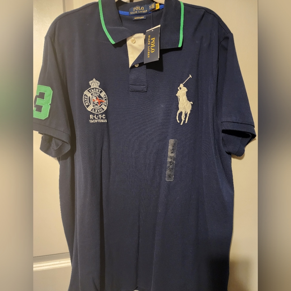 Polo by Ralph Lauren Blue and Green Polo Shirt with Iconic Logo